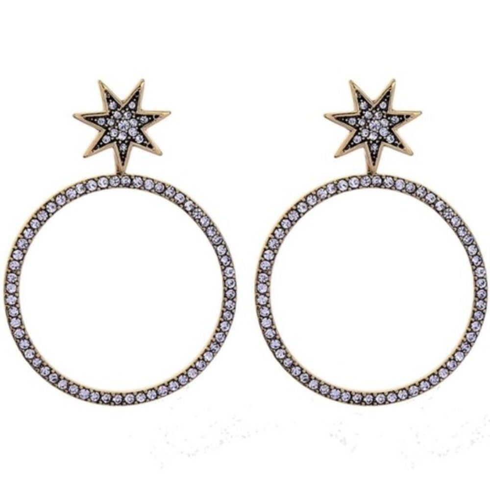 Crystal Star Vintage Dangle Statement Earrings